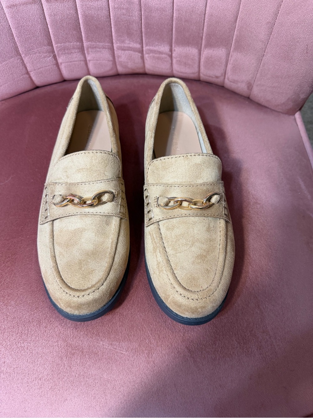 Old Navy Tan Suede Chain-Trim Men’s Loafers
